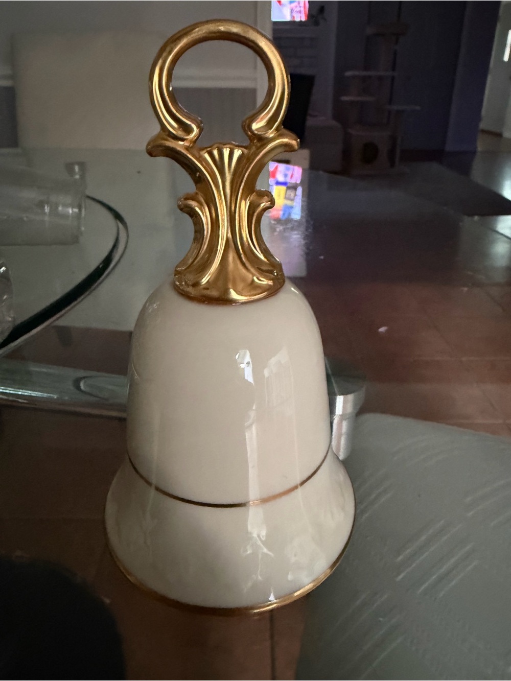 Lenox Cream Bell with Gold Handle and Trim